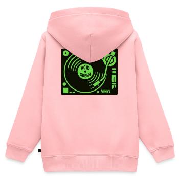 Platine Techno DJ Mixer Vinyl Rave - Sweat Premium à capuche zippé enfant bio - rose - Dos - AI Model Kid Female (0cm)