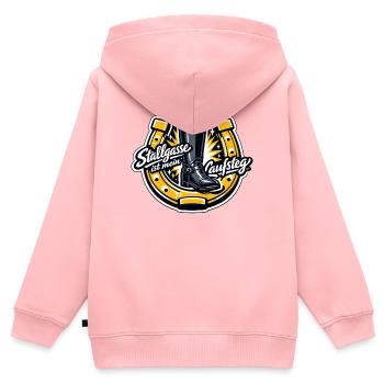 Stallgasse Boot Motiv - Kinder Premium Organic Zip Hoodie - Rosa - Hinten - AI Model Kid Female (0cm)