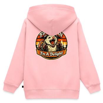 Tout d’abord, je suis un plaisir - Sweat Premium à capuche zippé enfant bio - rose - Dos - AI Model Kid Female (0cm)