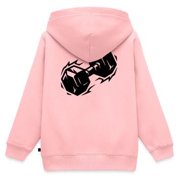 Icône d’haltère - Sweat Premium à capuche zippé enfant bio - rose - Dos - AI Model Kid Female (0cm)