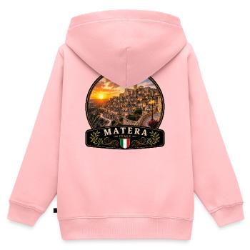 Matera Italien Urlaub Mediterran Altstadt - Kinder Premium Organic Zip Hoodie - Rosa - Hinten - AI Model Kid Female (0cm)