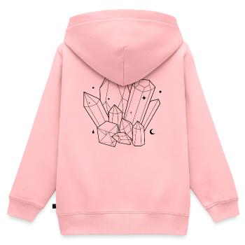 Cristaux - Sweat Premium à capuche zippé enfant bio - rose - Dos - AI Model Kid Female (0cm)
