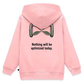 Nothing Will Be Optimized Today - Kinder Premium Organic Zip Hoodie - Rosa - Hinten - AI Model Kid Female (0cm)