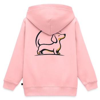 Dackel Linienkunst im Sonnenlicht - Kinder Premium Organic Zip Hoodie - Rosa - Hinten - AI Model Kid Female (0cm)