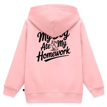 My Dog Ate My Homework - Kids Premium Organic Zip-up Hoodie - rose - Back - AI Model Kid Female (0cm)