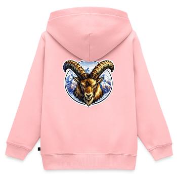 Capricorne. 1 - Sweat Premium à capuche zippé enfant bio - rose - Dos - AI Model Kid Female (0cm)