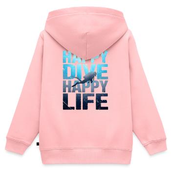 Vie heureuse de plongée – Plongeur vintage - Sweat Premium à capuche zippé enfant bio - rose - Dos - AI Model Kid Female (0cm)