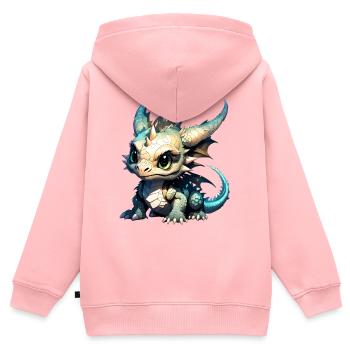 Petit Bébé Dragon Mignon Bébé Dragon - Sweat Premium à capuche zippé enfant bio - rose - Dos - AI Model Kid Female (0cm)