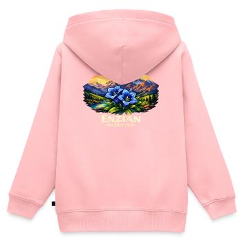 Enzian im Herzen - Kinder Premium Organic Zip Hoodie - Rosa - Hinten - AI Model Kid Female (0cm)