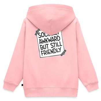 Diction socialement maladroite mais quand même amicale - Sweat Premium à capuche zippé enfant bio - rose - Dos - AI Model Kid Female (0cm)
