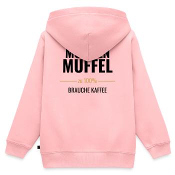 Morgenmuffel zu 100% – Brauche Kaffee - Kinder Premium Organic Zip Hoodie - Rosa - Hinten - AI Model Kid Female (0cm)