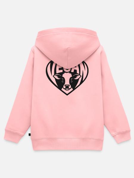 Vegan Herz mit Kälbchen - Kinder Premium Organic Zip Hoodie - Rosa