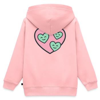 Cœur Trois Enfants Maman Mère de trois Amour - Sweat Premium à capuche zippé enfant bio - rose - Dos - AI Model Kid Female (0cm)