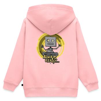 Always Ready Robot - Kinder Premium Organic Zip Hoodie - Rosa - Hinten - AI Model Kid Female (0cm)