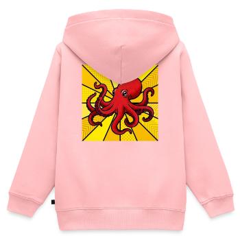 Krake - Kinder Premium Organic Zip Hoodie - Rosa - Hinten - AI Model Kid Female (0cm)