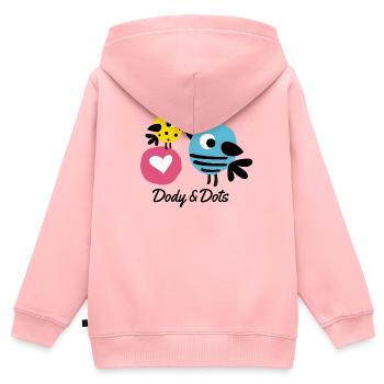 Dody und Dots- Mycolourdots - Kinder Premium Organic Zip Hoodie - Rosa - Hinten - AI Model Kid Female (0cm)