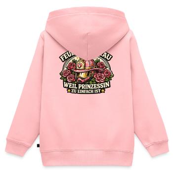 Feuerwehrfrau Prinzessin Rosenkranz - Kinder Premium Organic Zip Hoodie - Rosa - Hinten - AI Model Kid Female (0cm)
