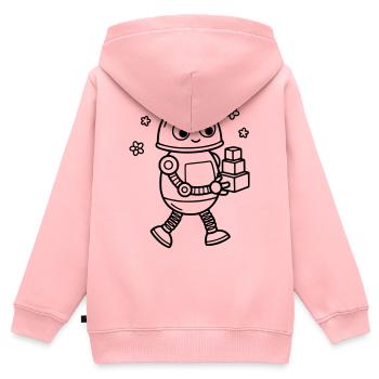 Bébé Nerd d’anniversaire des enfants Robot Jouet - Sweat Premium à capuche zippé enfant bio - rose - Dos - AI Model Kid Female (0cm)