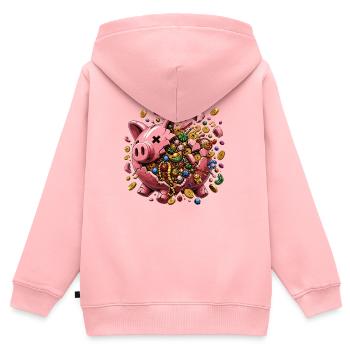 Sparschwein Schatzregen - Kinder Premium Organic Zip Hoodie - Rosa - Hinten - AI Model Kid Female (0cm)