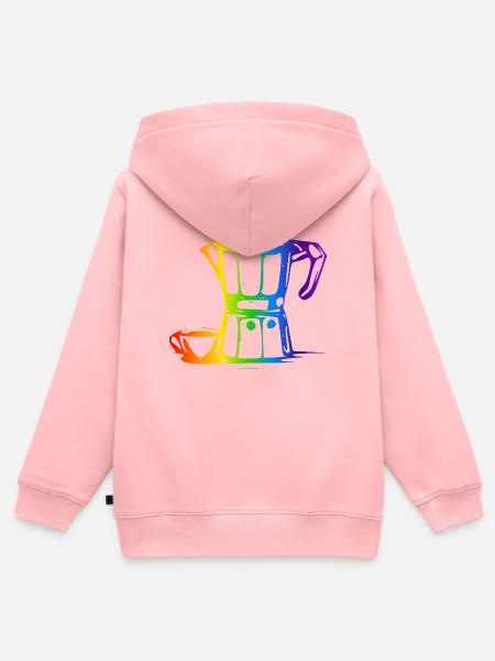 Bialetti Regenbogen Linienkunst - Kinder Premium Organic Zip Hoodie - Rosa