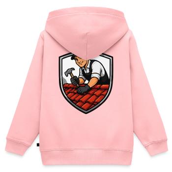 Métiers de couvreur en briques de protection - Sweat Premium à capuche zippé enfant bio - rose - Dos - AI Model Kid Female (0cm)