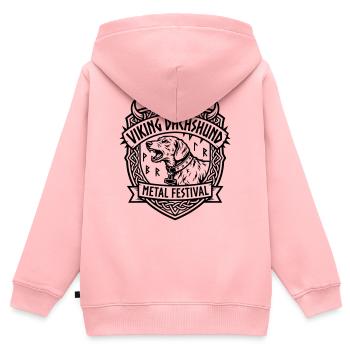 Wikinger Dackel Viking Dachshund Metal Festival - Sweat Premium à capuche zippé enfant bio - rose - Dos - AI Model Kid Female (0cm)