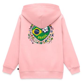 Brasilien Herzball Fußballfreude - Kinder Premium Organic Zip Hoodie - Rosa - Hinten - AI Model Kid Female (0cm)