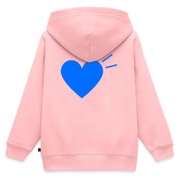Éclat du cœur bleu | Conception minimale - Sweat Premium à capuche zippé enfant bio - rose - Dos - AI Model Kid Female (0cm)
