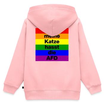 SOGAR MEINE KATZE HASST DIE AFD. NO NZS, DEMOKRAT - Kinder Premium Organic Zip Hoodie - Rosa - Hinten - AI Model Kid Female (0cm)