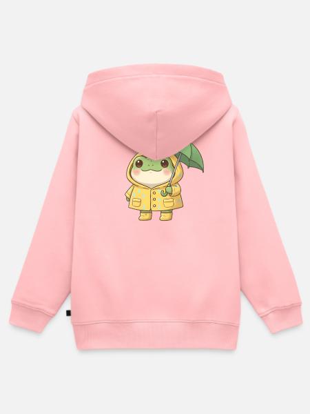 Frosch mit Regenschirm - Kinder Premium Organic Zip Hoodie - Rosa