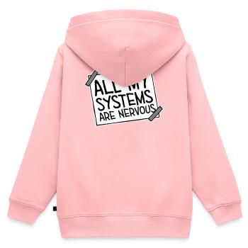 All My Systems Are Nervous Lustig Angst Nerd Logo - Kinder Premium Organic Zip Hoodie - Rosa - Hinten - AI Model Kid Female (0cm)