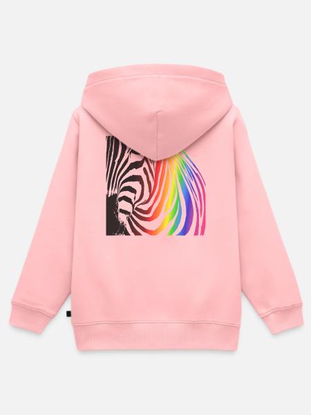 Rainbow Zebra - Kinder Premium Organic Zip Hoodie - Rosa
