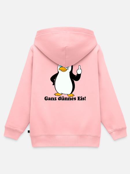 Frecher Pinguin Mittelfinger - Kinder Premium Organic Zip Hoodie - Rosa