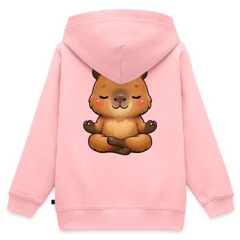Capybara macht Meditation - Kinder Premium Organic Zip Hoodie - Rosa - Hinten - AI Model Kid Female (0cm)