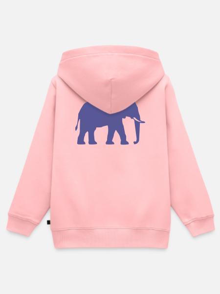 Violetter Elefant Silhouette - Kinder Premium Organic Zip Hoodie - Rosa