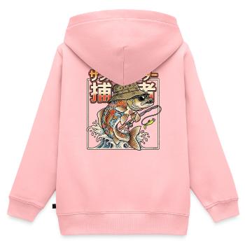 Zander Raubfischangler  - Kinder Premium Organic Zip Hoodie - Rosa - Hinten - AI Model Kid Female (0cm)