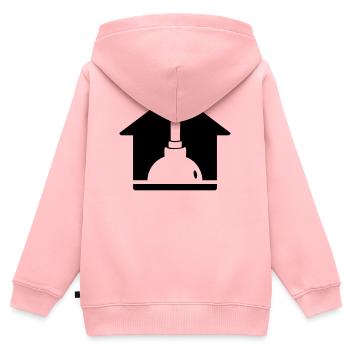 Plombier Logo de la maison Plumber - Sweat Premium à capuche zippé enfant bio - rose - Dos - AI Model Kid Female (0cm)