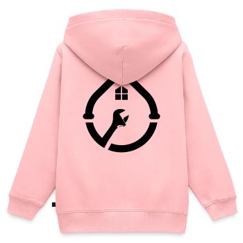 Logo du tuyau d’eau du plombier - Sweat Premium à capuche zippé enfant bio - rose - Dos - AI Model Kid Female (0cm)