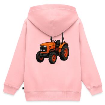 Orange tractor front view - Kids Premium Organic Zip-up Hoodie - rose - Back - AI Model Kid Female (0cm)