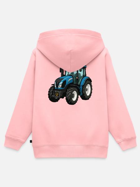 Blauer Traktor Illustration - Kinder Premium Organic Zip Hoodie - Rosa