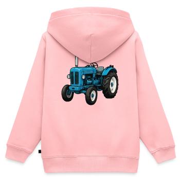 Blue Tractor Illustration - Kids Premium Organic Zip-up Hoodie - rose - Back - AI Model Kid Female (0cm)