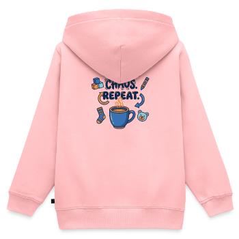 Chaos du café : Répétition - Sweat Premium à capuche zippé enfant bio - rose - Dos - AI Model Kid Female (0cm)