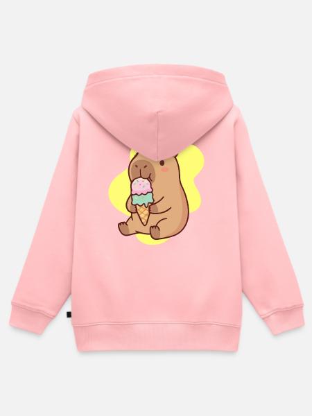Capybara Eiscreme Traum - Kinder Premium Organic Zip Hoodie - Rosa