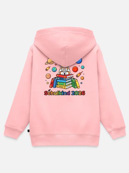 Astronaut im Lernstack 2026 - Kinder Premium Organic Zip Hoodie - Rosa