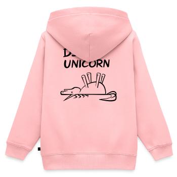 Licorne Morte - Sweat Premium à capuche zippé enfant bio - rose - Dos - AI Model Kid Female (0cm)