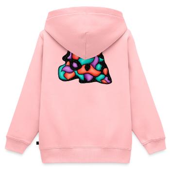 Abstrakte Farbblöcke im Nachtgrund - Kinder Premium Organic Zip Hoodie - Rosa - Hinten - AI Model Kid Female (0cm)