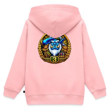 Stufe-3-Abzeichen - Kinder Premium Organic Zip Hoodie - Rosa - Hinten - AI Model Kid Female (0cm)