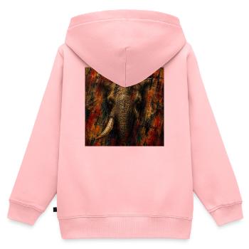 Éléphant abstrait coloré - Sweat Premium à capuche zippé enfant bio - rose - Dos - AI Model Kid Female (0cm)