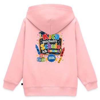 Kita schafft Schule 2026 - Kinder Premium Organic Zip Hoodie - Rosa - Hinten - AI Model Kid Female (0cm)