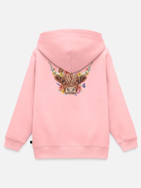 Blumenkrone Hochlandrind - Kinder Premium Organic Zip Hoodie - Rosa